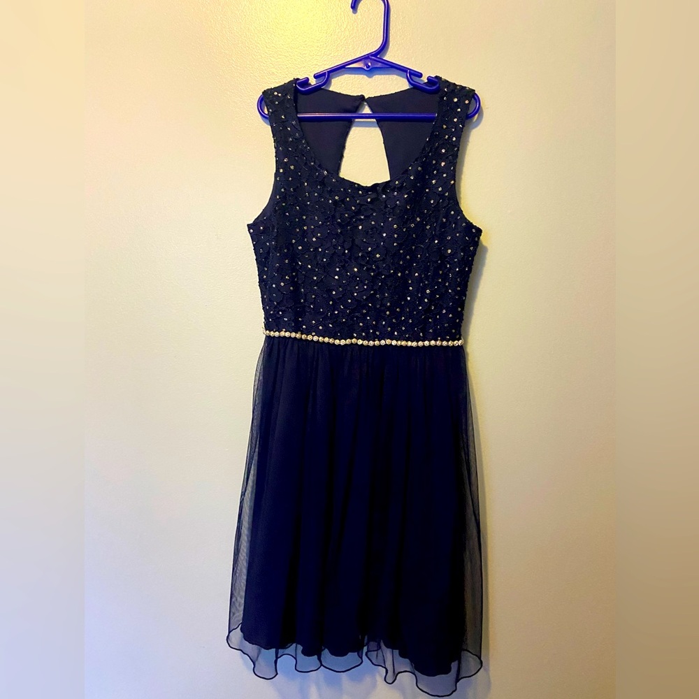 Girls Fancy navy blue dress